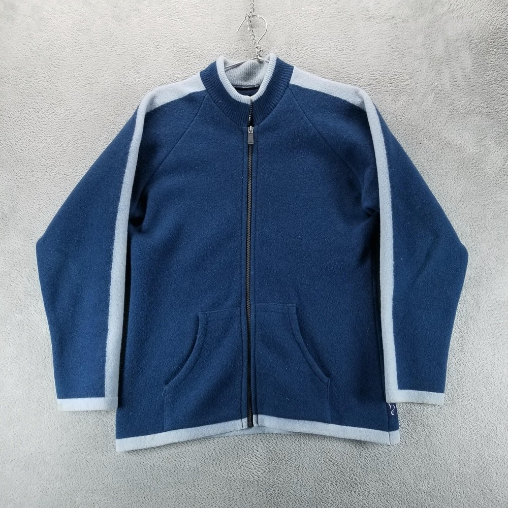 Lochaven Of Scotland Jacket‎ Womens M Blue Lambswool Zip Front Sweater Knit